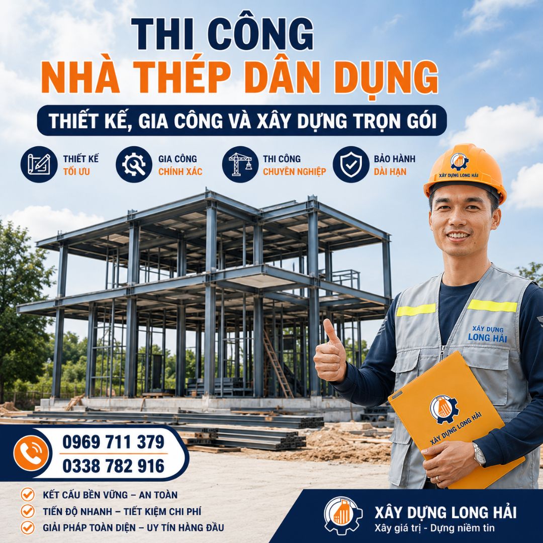 THI CÔNG NHÀ THÉP DÂN DỤNG – THIẾT KẾ, GIA CÔNG VÀ XÂY DỰNG TRỌN GÓI