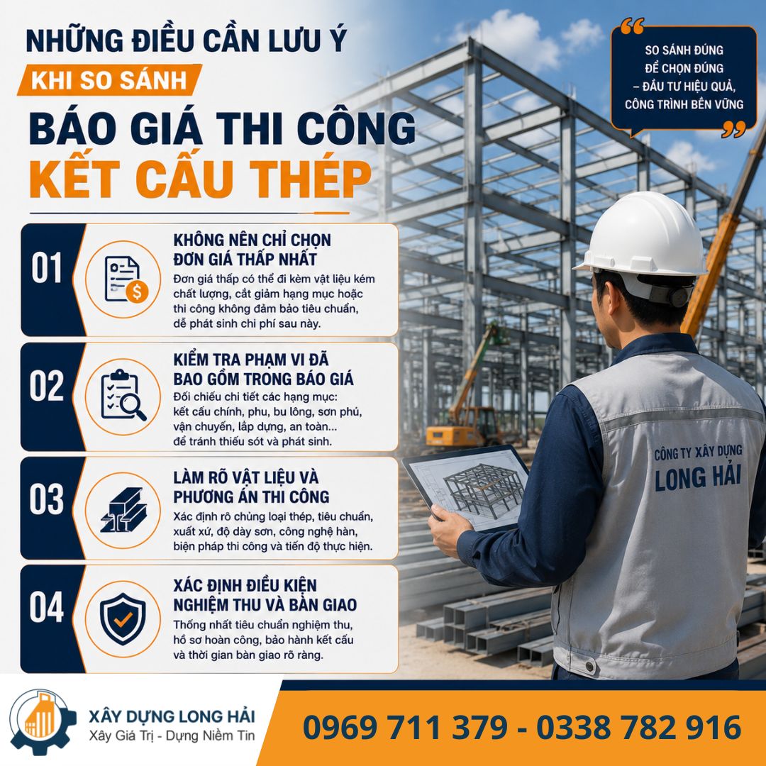Những Điều Cần Lưu Ý Khi So Sánh Báo Giá Thi Công Kết Cấu Thép